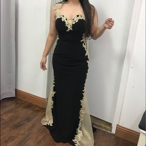 Black and Gold Prom Dress